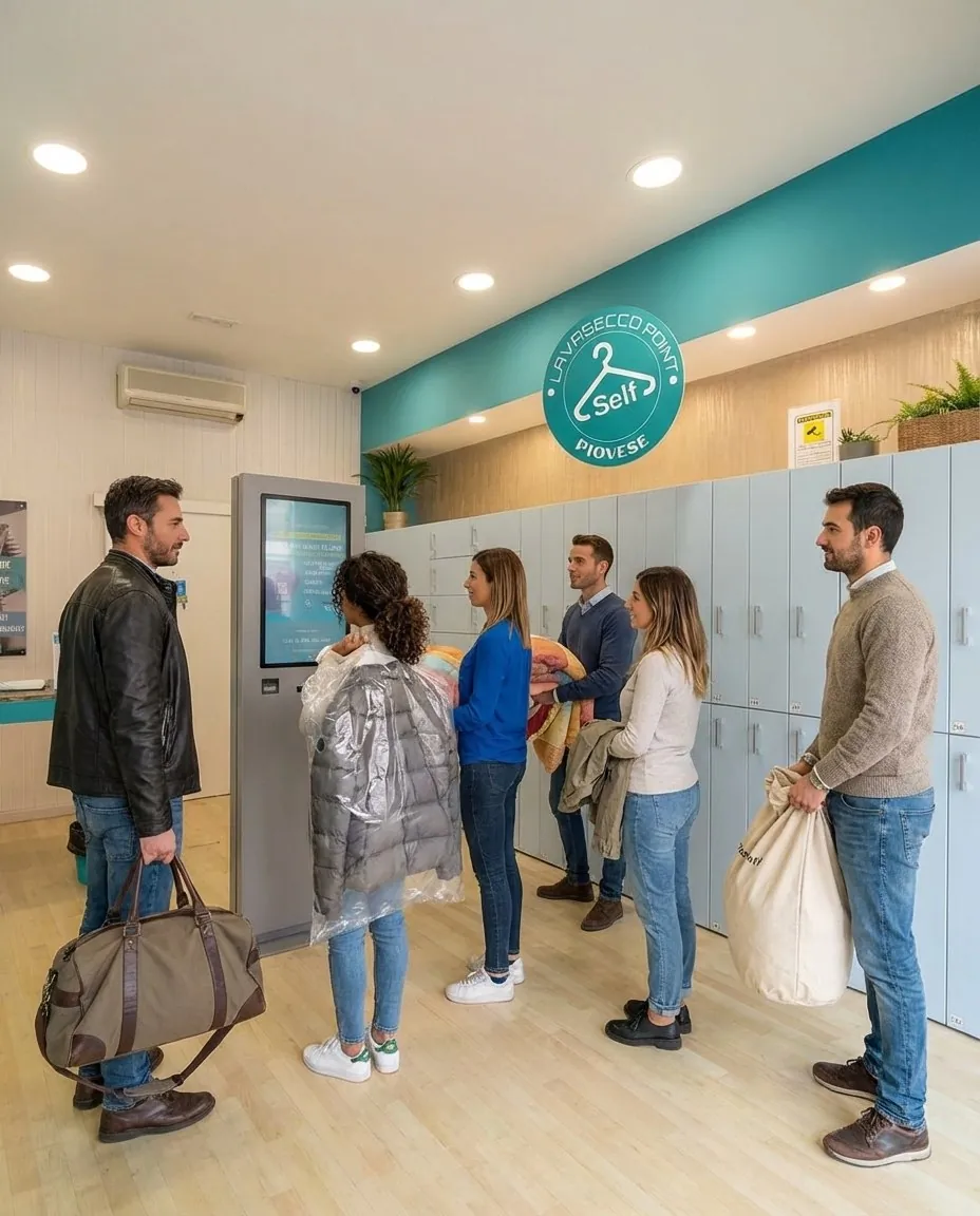 Clienti al punto di consegna e ritiro del Lavasecco Point Piovese